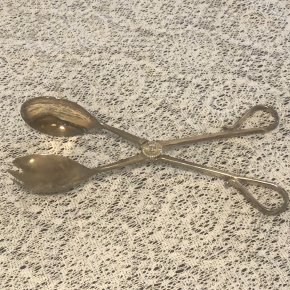 Vintage Silverplate E.P. Zinc Tongs Salad Pastry Sandwich Cake Server - Picture 1 of 9